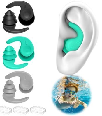 Kids Swimming Ear Plugs,3 Pairs Waterproof Reusable Silicone Child Swim Earplugs for Swimming Surfing Bathing Showering,Small Children Water Ear Plugs Suitable for Boys and...