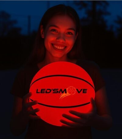 LED'S MOVE Rechargeable Light Up Basketball - Glow in The Dark Basketball for Teen Boy - Glowing Red Basket Ball, Light Up LED Toy for Night Ball Games - Age 8 Years Old and Up....