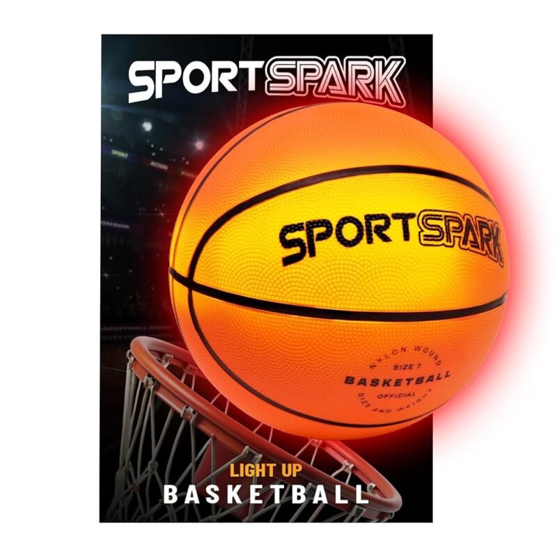 Light Up Basketball - Glow in The Dark Ball - Outdoor Sports Birthday Gift for Boys Ages 8-15 - Kids Teenage Youth Activity - Boy Toys