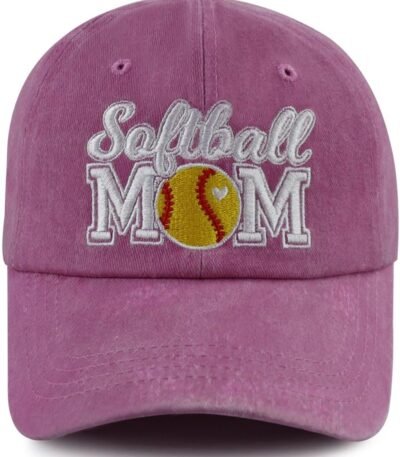 Softball Mom Hats for Women, Adjustable Embroidered Mama Baseball Cap