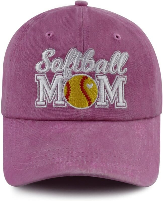 Softball Mom Hats for Women, Adjustable Embroidered Mama Baseball Cap