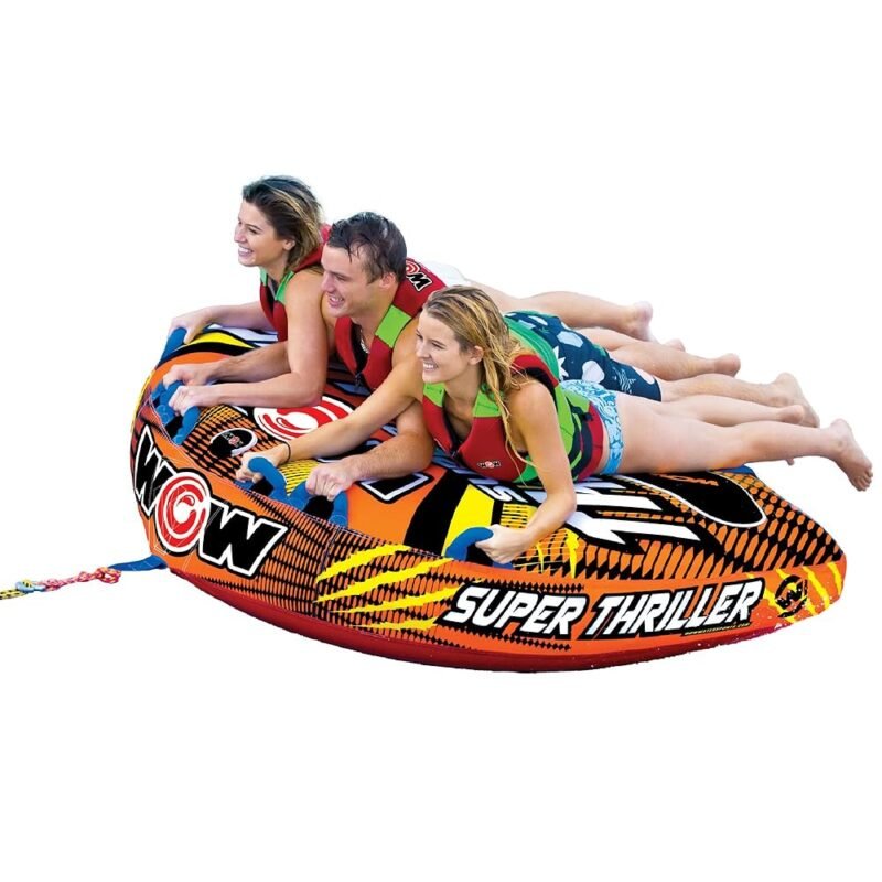 WOW Sports Thriller Towable Deck Tube for Boating Adults, Tubing Boat Inflatable for Water Sports