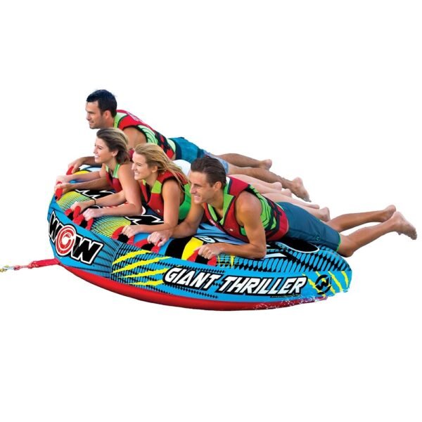 WOW Sports Thriller Towable Deck Tube for Boating Adults, Tubing Boat Inflatable for Water Sports